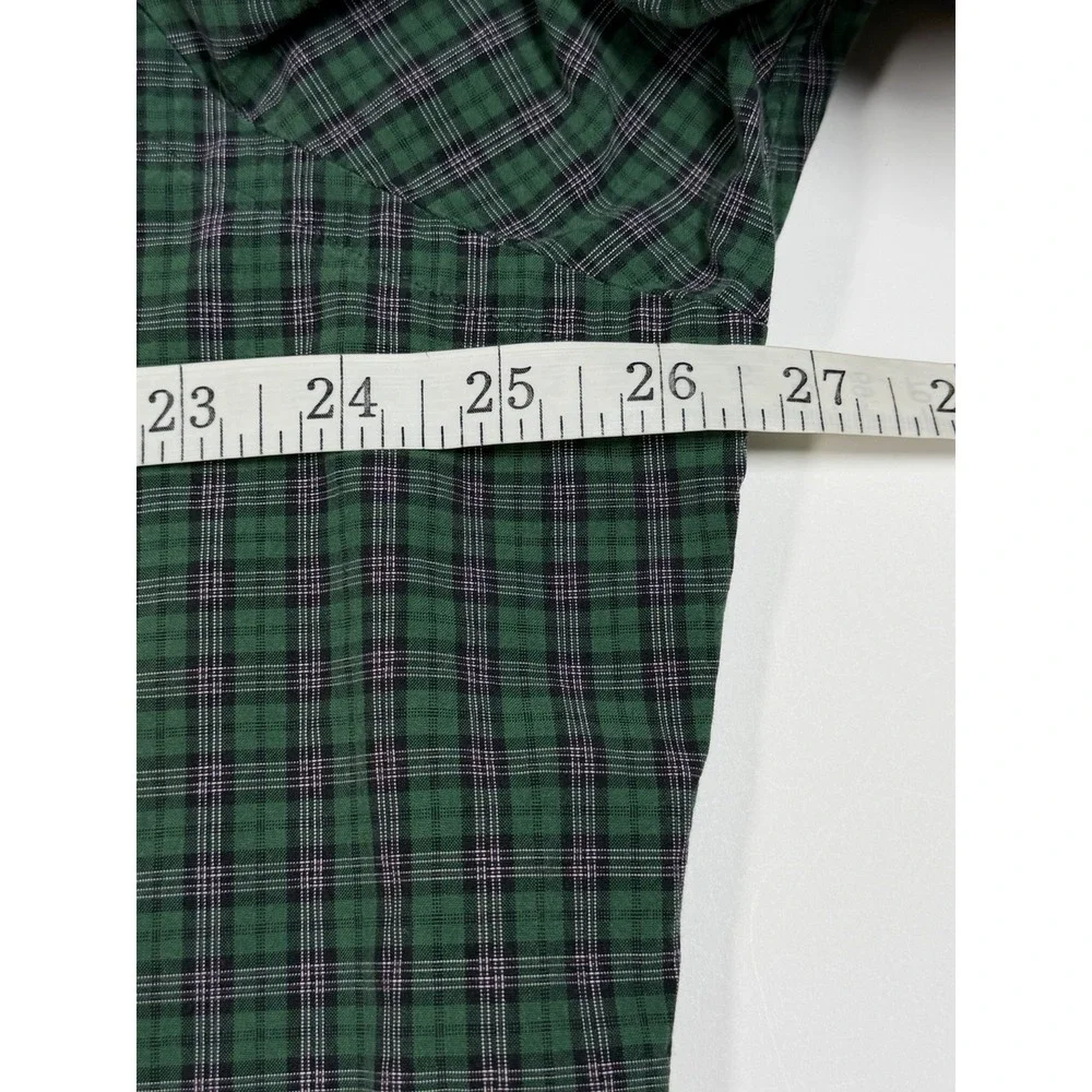 Vintage Ralph Lauren Mens 17.5 XL Tall Green Purple Check Button Up Shirt